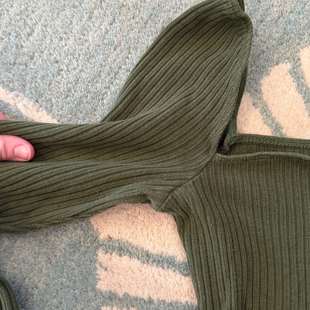Reformation Forest Green Ribbed Long Sleeve Top - Picture 3 of 4